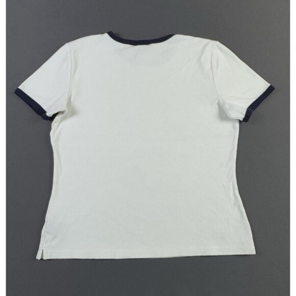Rare Vintage 90s Y2K Lauren Ralph Lauren White Ringer Shirt Large Womens Tee - Picture 2 of 7